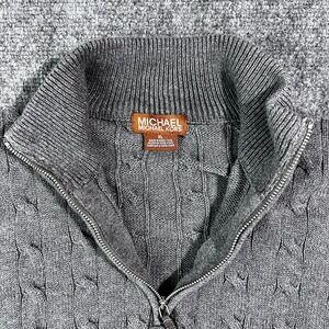 VTG 90s MICHAEL KORS Men's XL 100% Cotton Long Sleeve Gray Sweater Md: HONG KONG